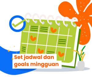 Ilustrasi kalendar yang ada jadwal harian dan goals mingguan